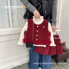 织幼儿童套装100-140码2026春款韩版洋气小香风三件套 云朵5721