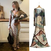 巴厘岛度假裙·复古慵懒 砂洗真丝修身斜裁长款连衣裙