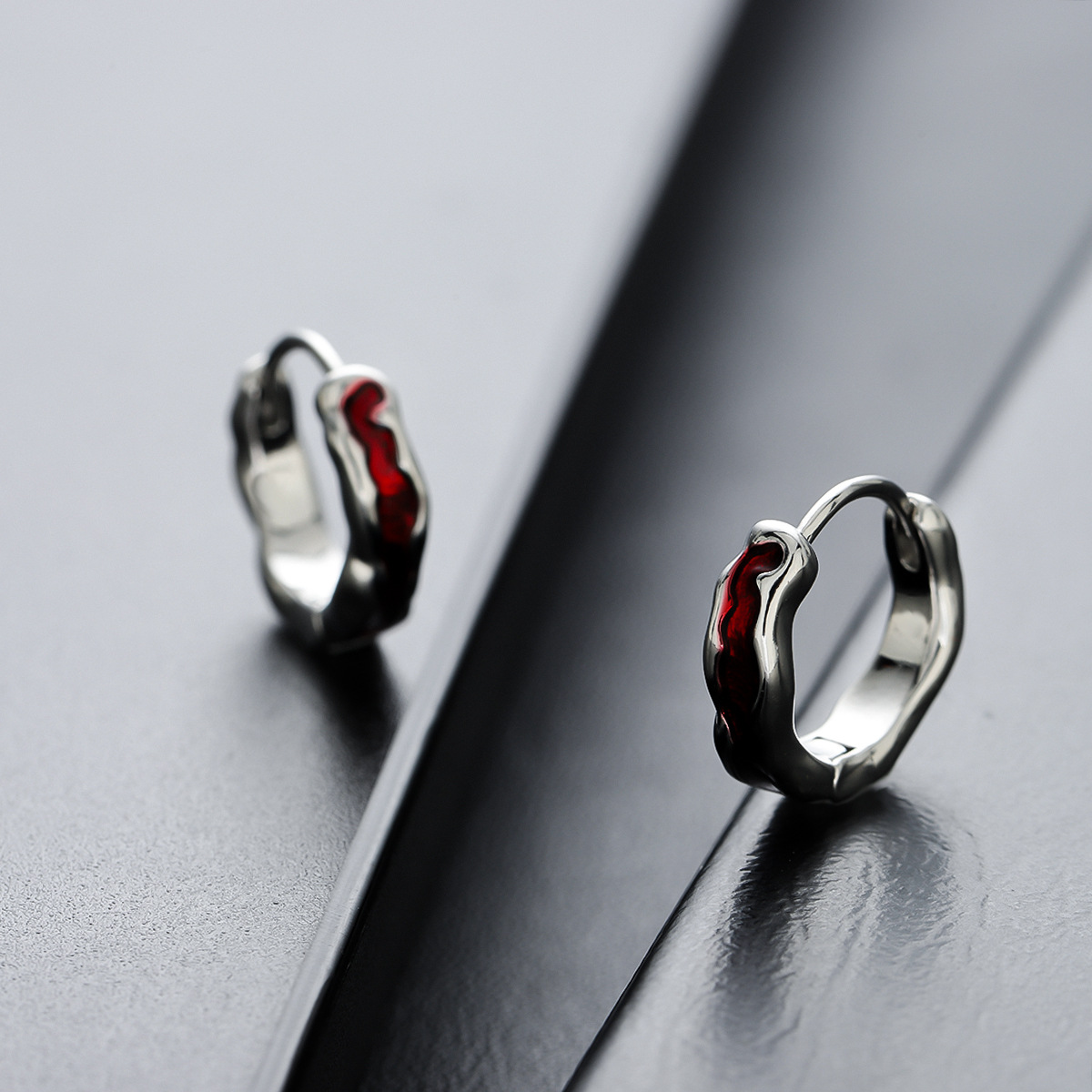 Red Venom Irregular Texture Earrings For Men And Women Elegant_voghion.com