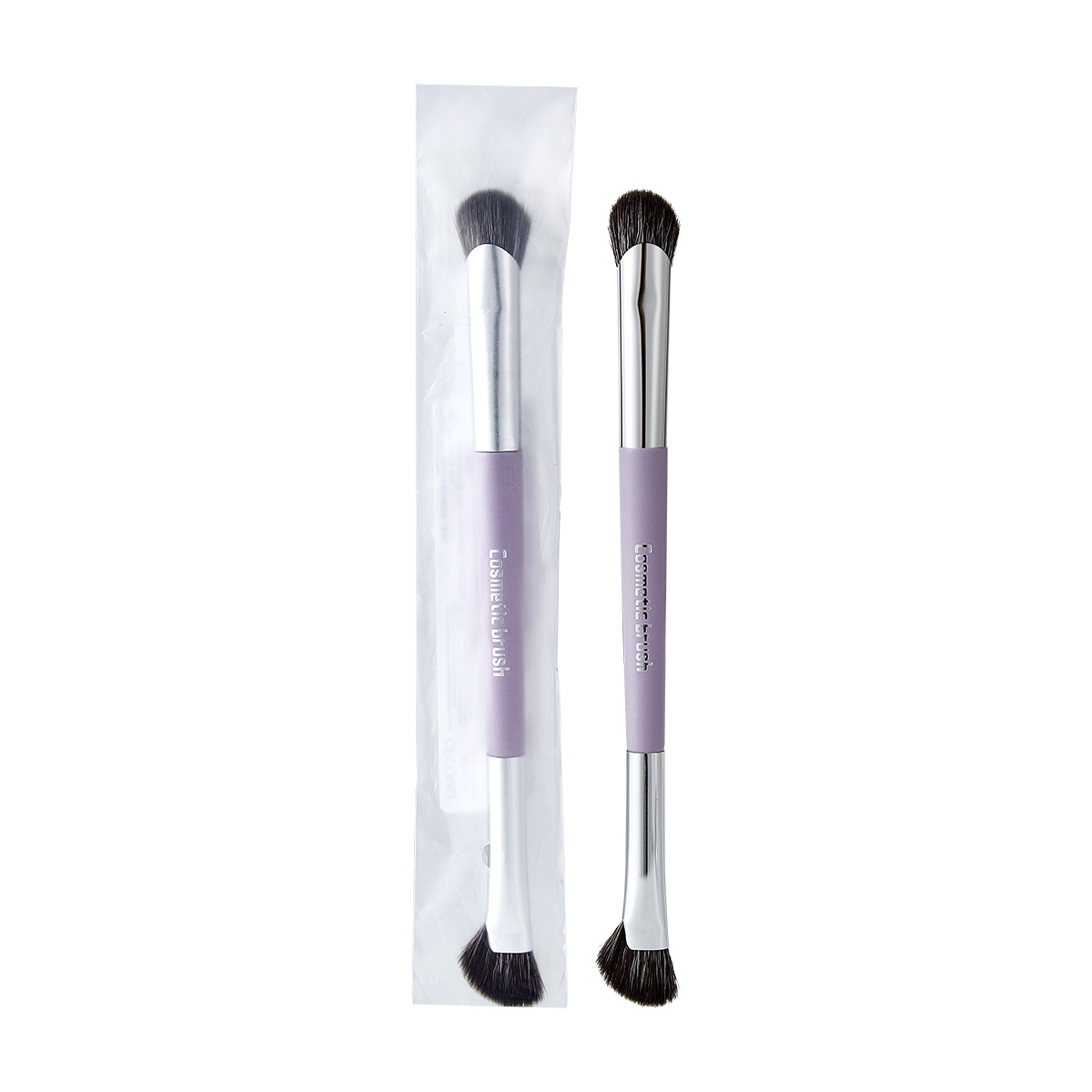 GECOMO cepillo de doble cabeza cepillo de sombra de ojos detalle de tinte de brillo alto cepillo de maquillaje de fibra suave herramienta de maquillaje