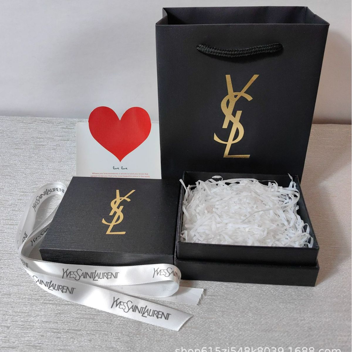 ys圣罗情人节口红盒礼品盒包装盒口红礼品袋子手提袋子化妆品盒现