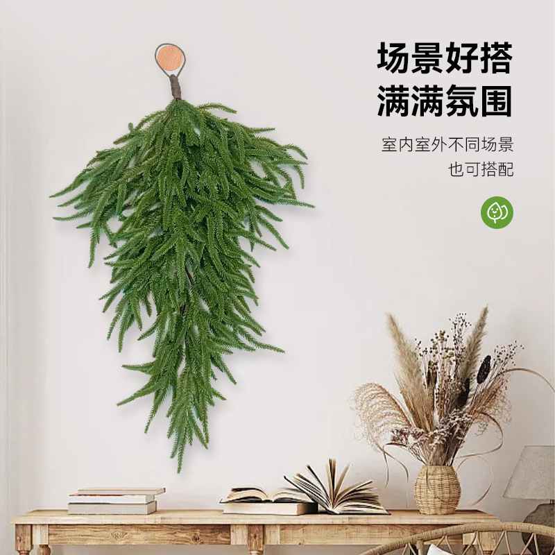 クロスボーダーシミュレーションつるクリスマス籐PE逆さベルベットノベルソンプラスチックガーランドシミュレーション葉吊り下げ装飾|undefined