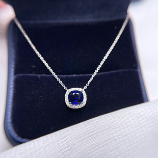 Imperial Princess Diamond 18K Gold Set Sapphire Necklace Set Diamond Gem Pendant Color Treasure Women's Clavicle Chain with Certificate