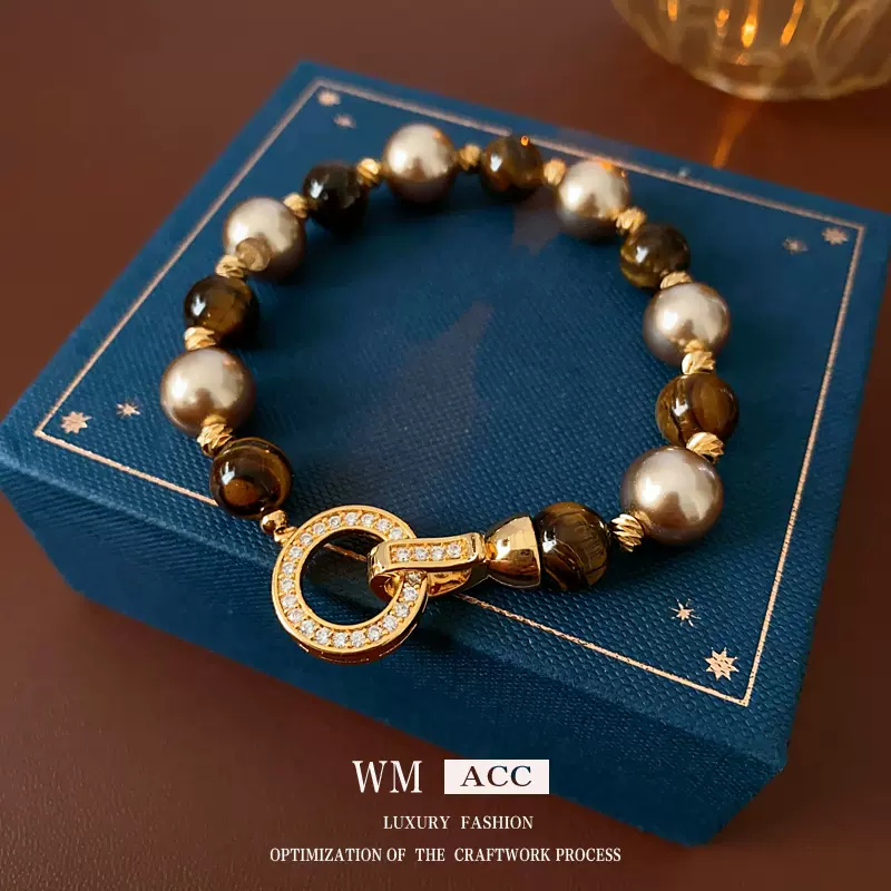 中古vintage手链真金电镀美拉德几何时尚通勤手环复古高级感手饰