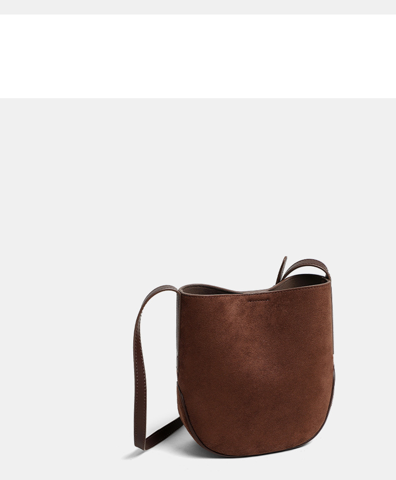 Túi bucket nữ rút dây đeo chéo kiểu dáng thời trang — Màu nâu chi tiết 21