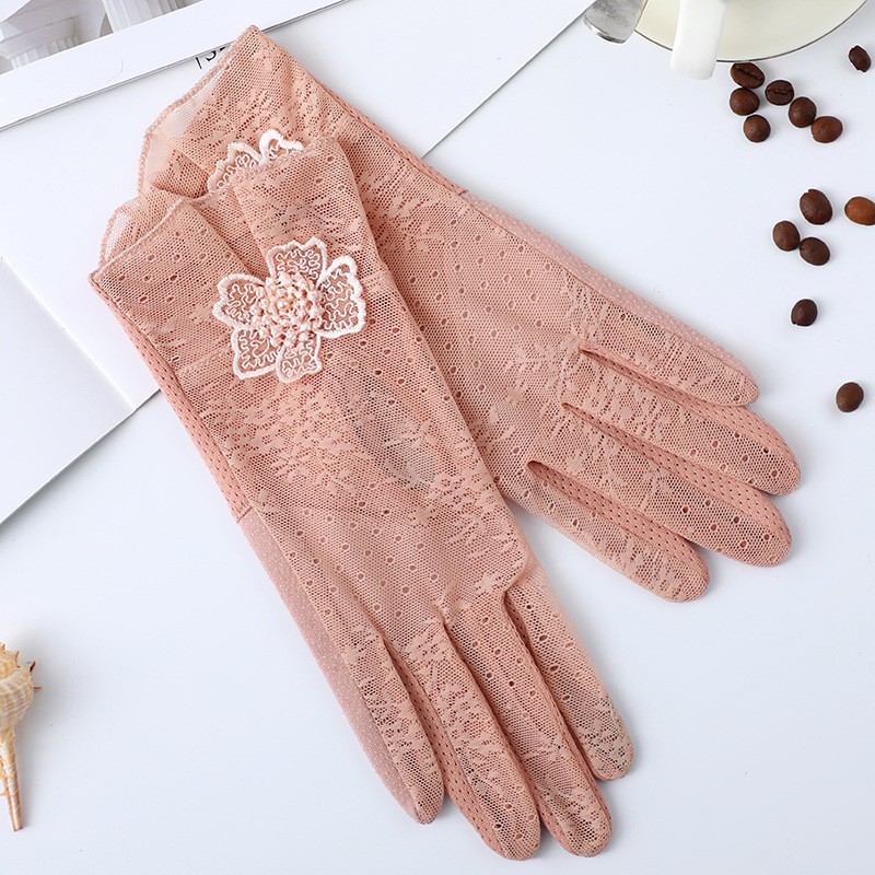 Guantes de protección solar de primavera y verano guantes de pantalla táctil de encaje conducción de las mujeres transpirable al aire libre protección solar guantes de equitación