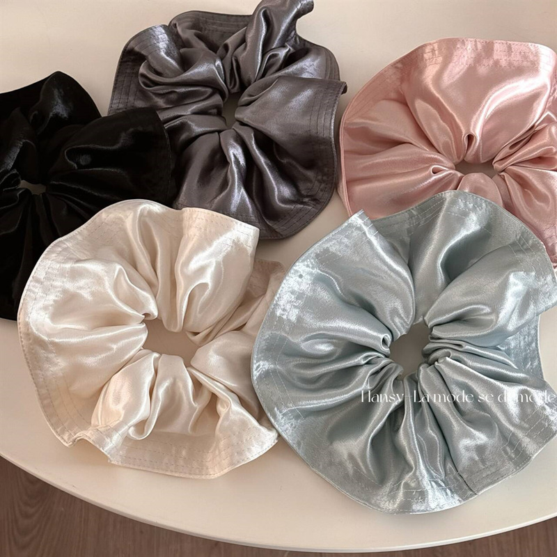 Japanese and Korean Style Ins Large Solid Color Soft Satin Large Intestine Hair Ring Fashionable Simple High Elegant Low Maruko Hair Rope Japanese and Korean Style Ins Large Solid Color Soft Satin Large Intestine Hair Ring Fashionable Simple High Elegant Low Maruko Hair Rope