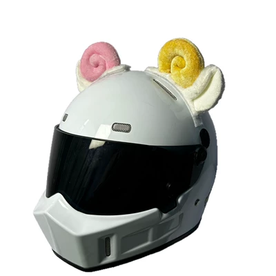 Plush Helmet with Cute: Motosiklet dəbilqələri - mandarin-duck-color