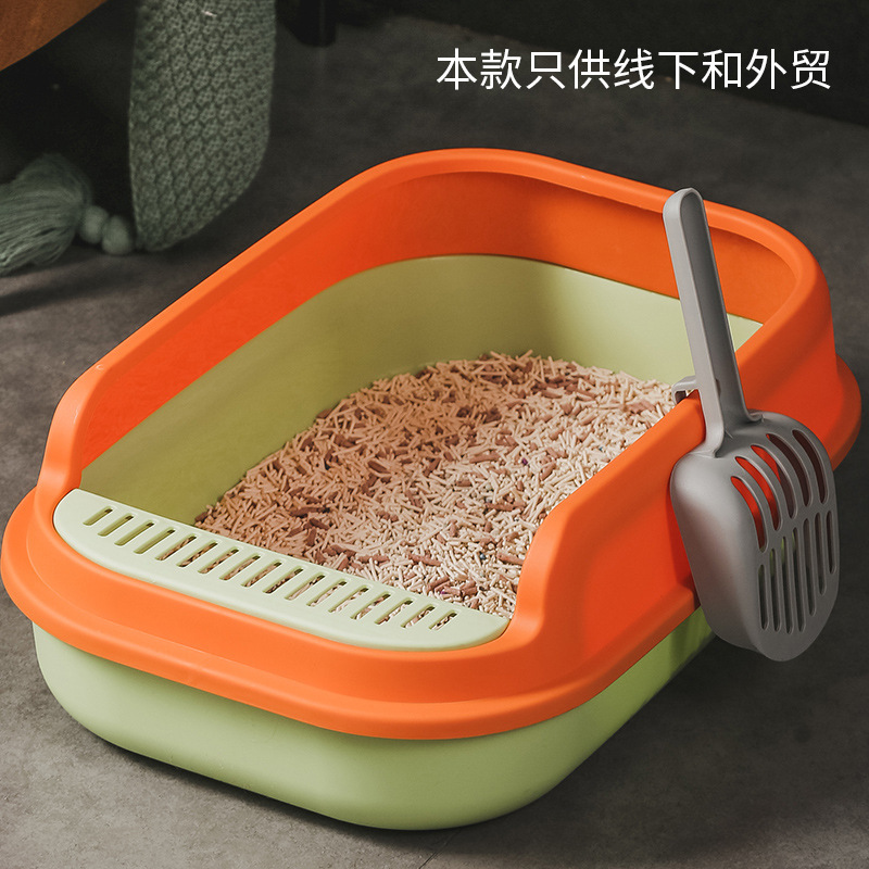 Fábrica en stock caja de arena para gatos semicerrada engrosada grande anti-salpicaduras gato inodoro gato caja de arena gato suministros para mascotas