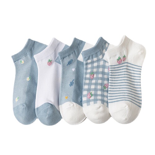 Boat socks for women wholesale shallow non-slip summer thin mesh women's socks strawberry socks sweat-absorbent breathable women's socks