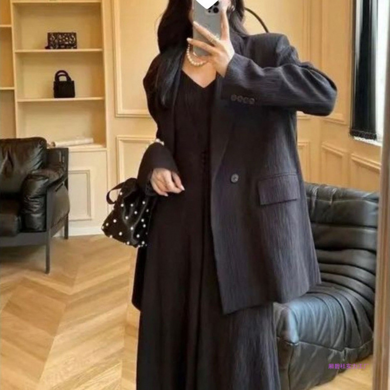 感西装套装女2025春秋新款休闲吊带裙西服外套气质显瘦两件|undefined