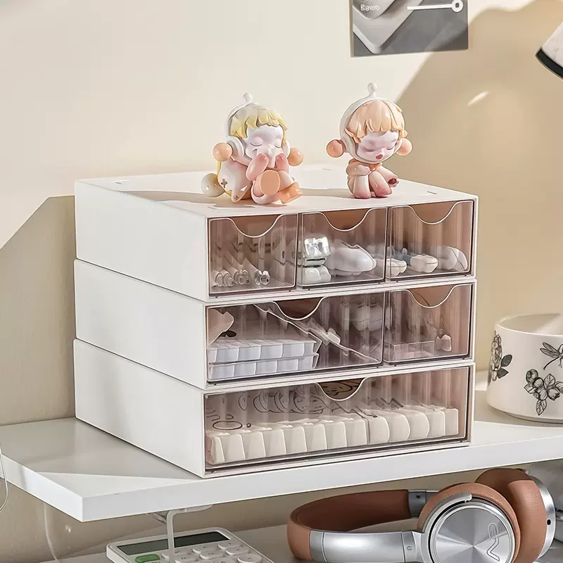 抽屉式桌面收纳盒家用可叠加多功能置物架子书桌文具大容量整理盒