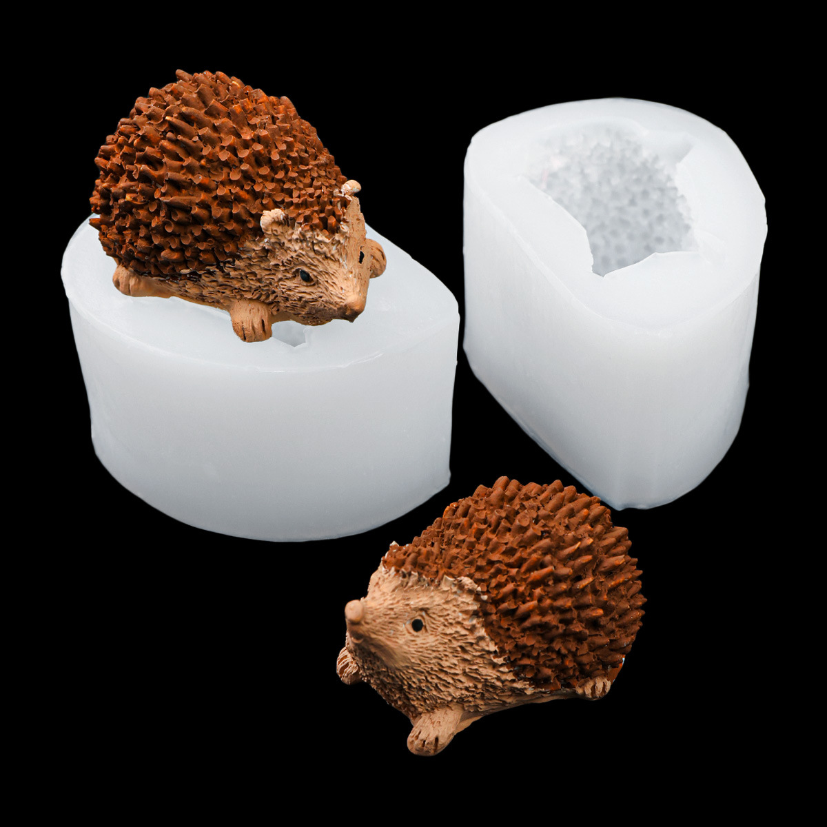 Molde de silicona de erizo de simulación Molde de horneado de pastel de chocolate de fondant animal Molde de pellizco de vela de yeso de aromaterapia