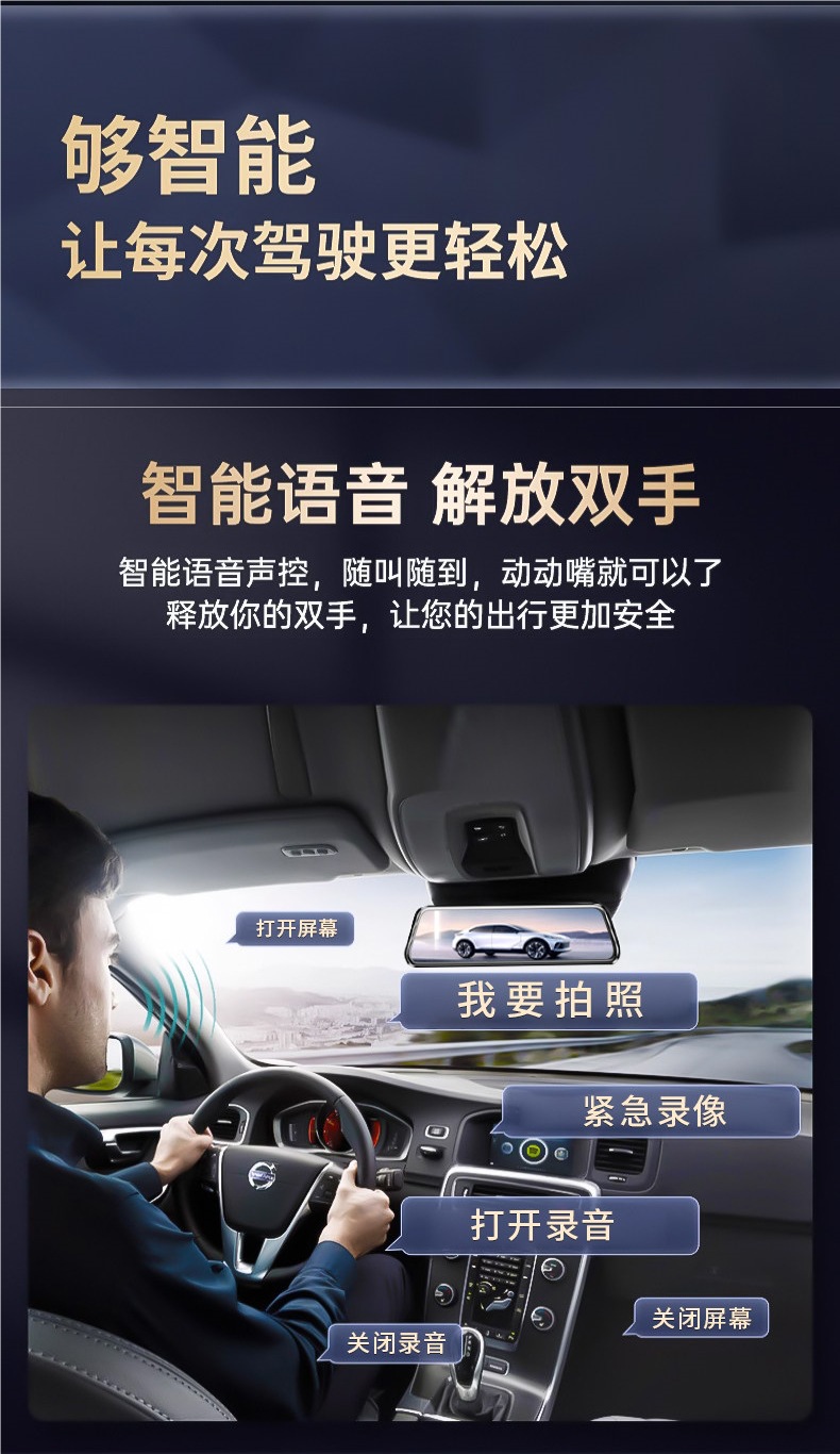 Renwo Car Dvr Remote Monitoring 2026 New Model Wire-Free Streaming Media Rearview Mirror Front and Rear Navigation