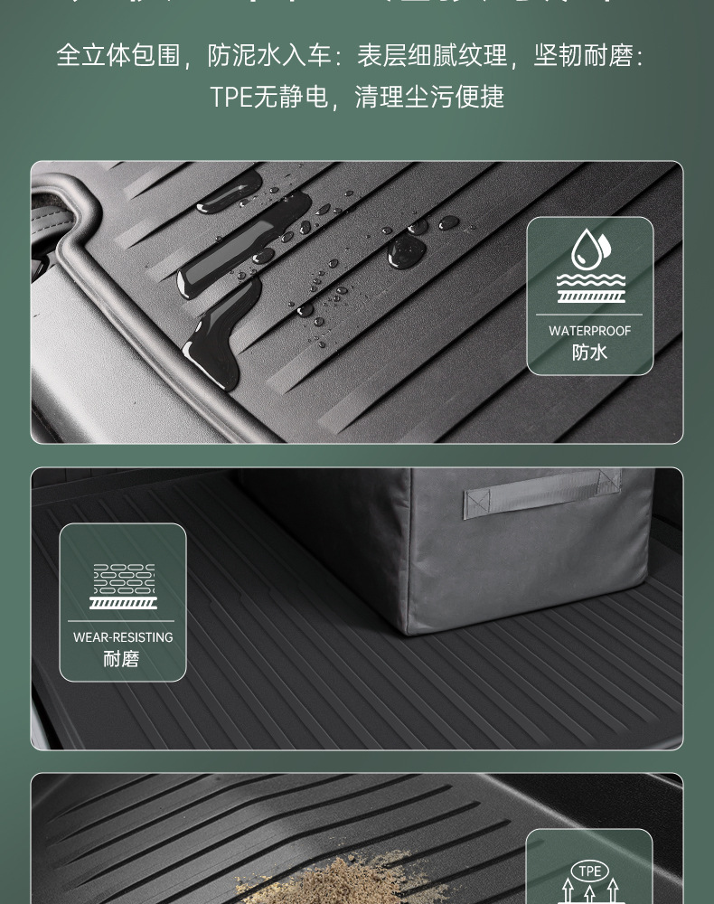 Suitable for Tesla's New Version Model Y3Yl Front and Rear Trunk Mats, Tpe Trunk Mats, Integrated Mats, Seat Back Cushions