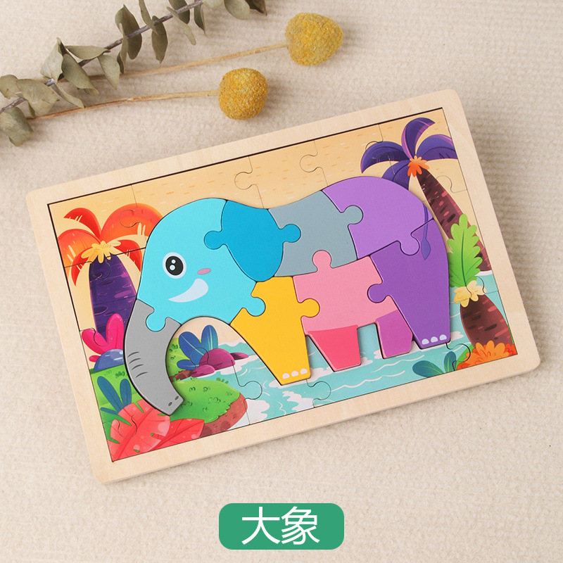 Juguetes de rompecabezas de madera transfronterizos de dibujos animados para niños rompecabezas de dibujos animados para bebés educación temprana fábrica de regalos de acertijos