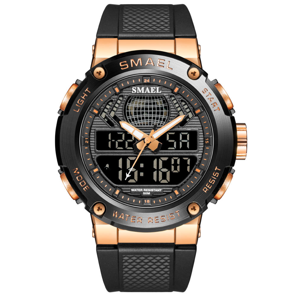 Smair SMAEL8032 moda deportes impermeable reloj doble pantalla reloj de los hombres sincronización alarma LED reloj electrónico