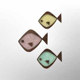 Mid-Century Modern Set of (3) Fish, etro, retro fish, retro