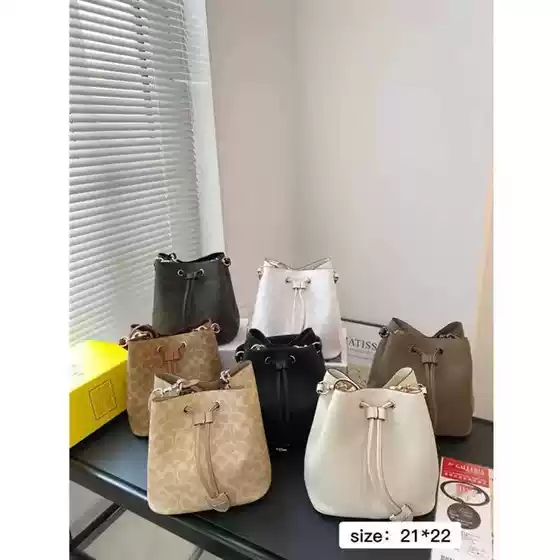 Kors New Cross-Border Rowan Bucket Bag Women - Vintage Monogram, Retro Top Handle, Large Capacity Shoulder Crossbody Bag