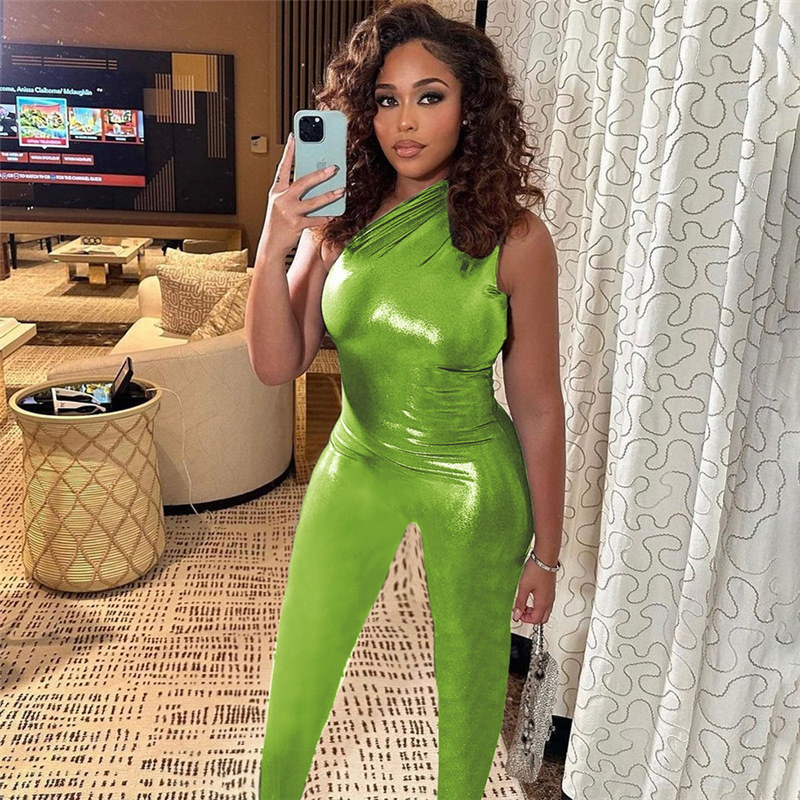 Estilo europeo y americano 2023 primavera y verano nuevo crossbody sin mangas cintura cadera levantando pantalones de mono de mujer ropa de discoteca de mujer al por mayor