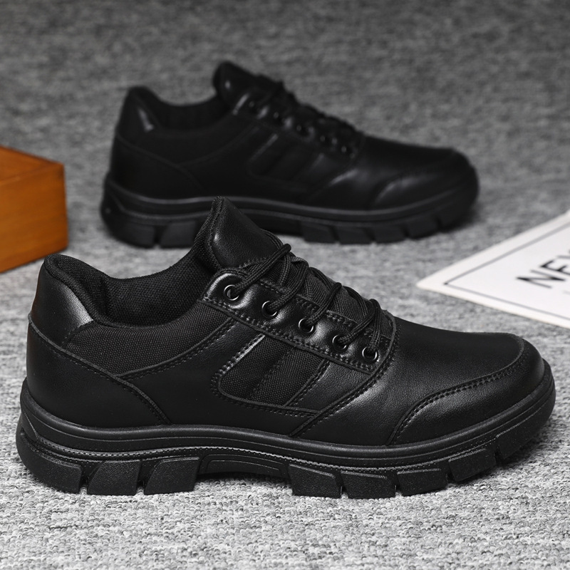 All Black Training Shoes 39-46 Waterproof Anti-Slip Training Men's Shoes Casual Shoes Duty Black Stain-Resistant Work Shoes