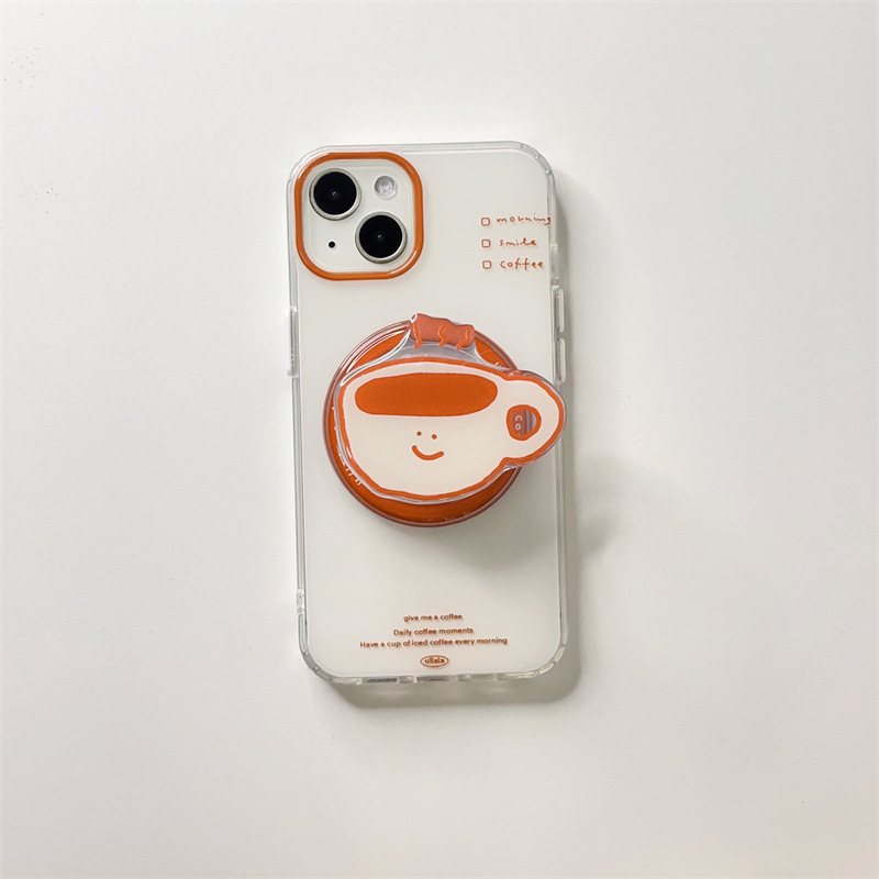 Simple y creativo café manzana 15pro max diagrama lateral atracción magnética 15promax funda para teléfono móvil IP14/13