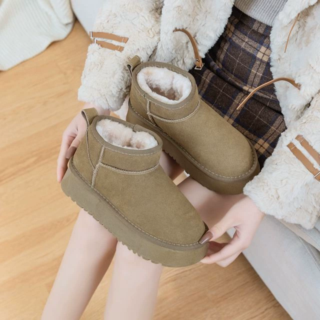 Winter keep warm high boots platform, shoes, genuine leather