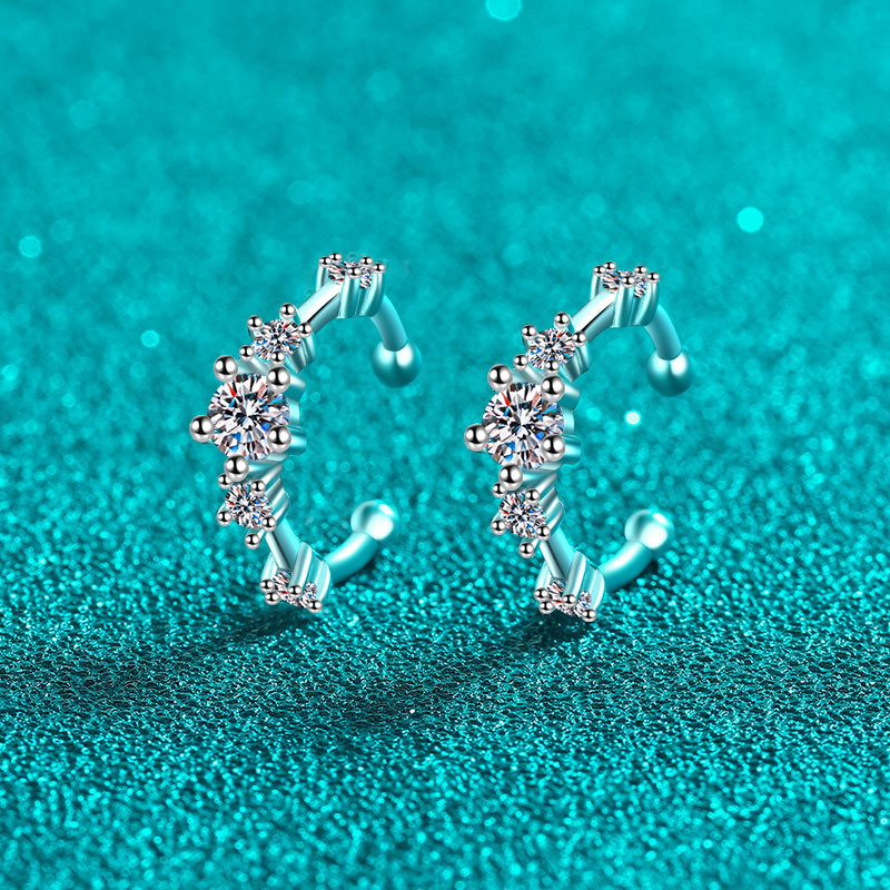 Moissanite Hoop Earrings In Sterling Silver D Colour Minimalist_voghion.com