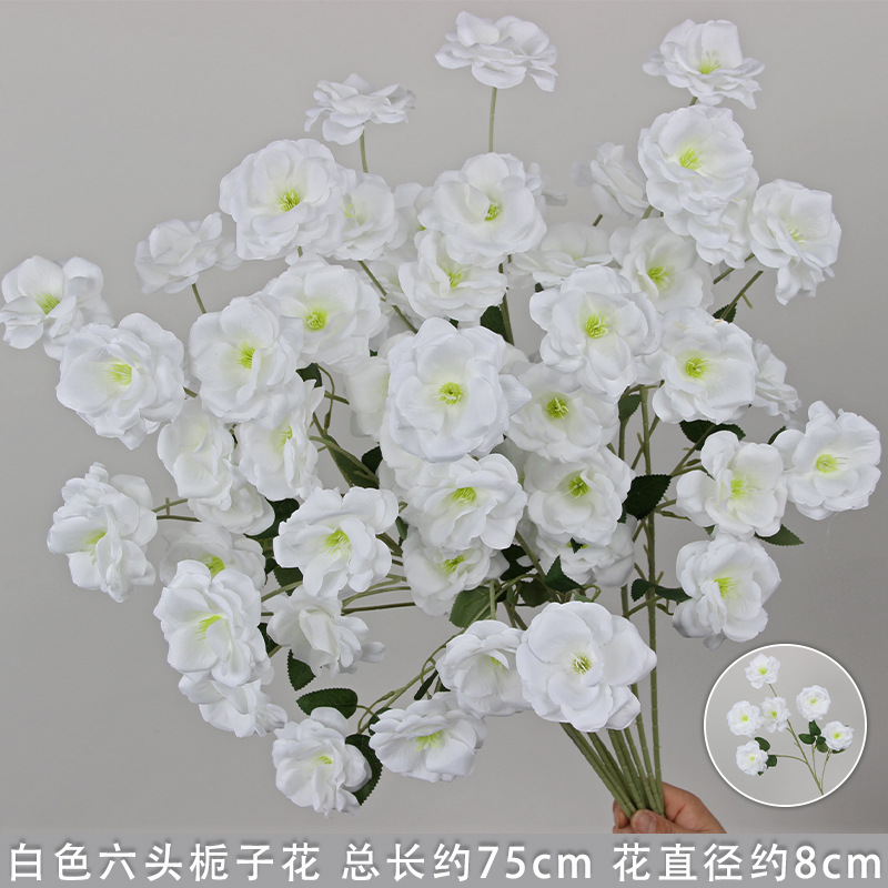Bodas de flores de seda de imitación blanca flores falsas decorativas floral sala de bodas floral hogar ramo único camino de introducción de flores