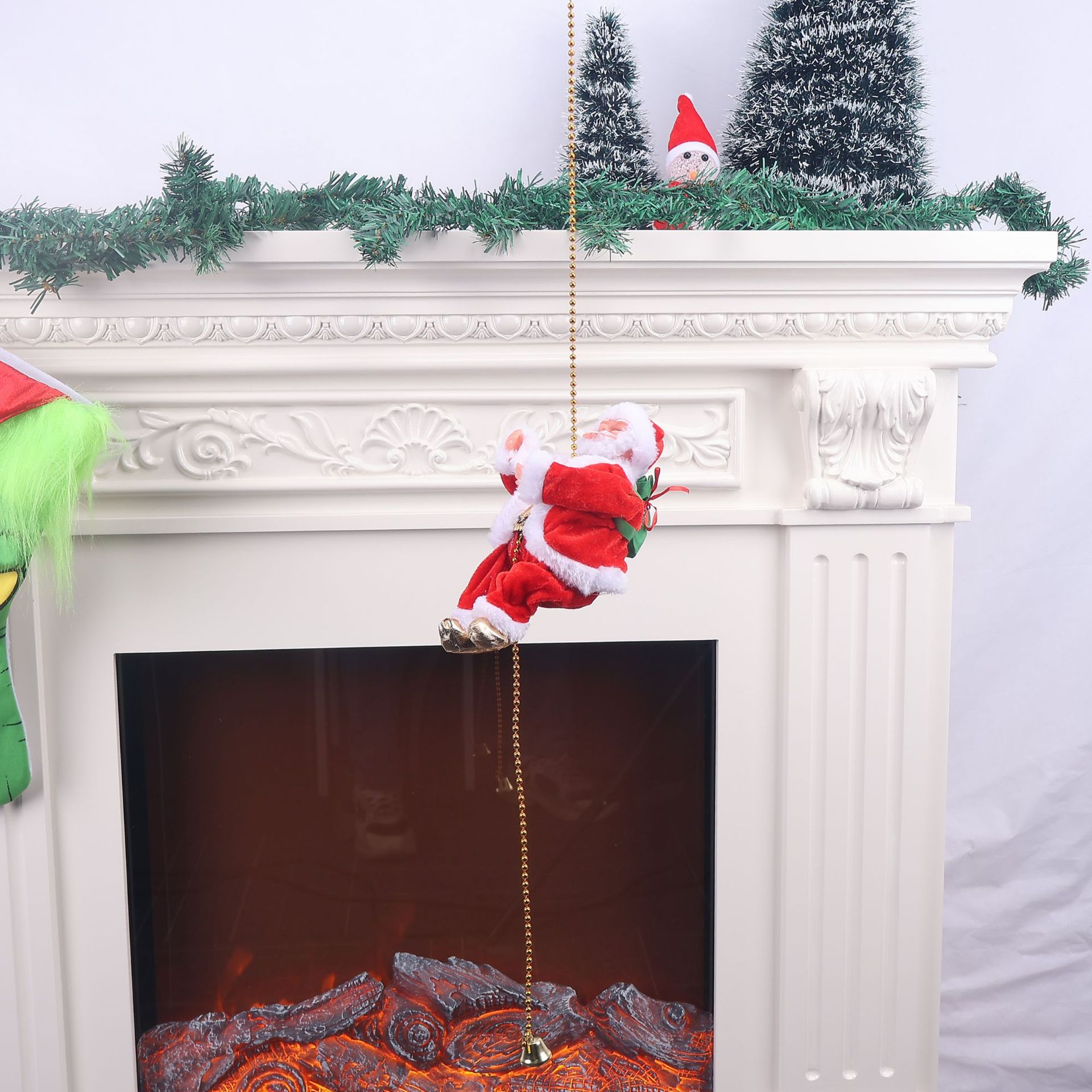 Regalo de Navidad, música de cuentas de escalada eléctrica, actualización de juguetes de muñeca de Santa Claus, cuentas de escalada eléctricas anti-caída, Santa Claus