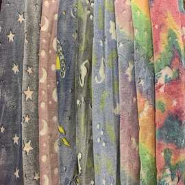 现货双面夜光法兰绒 胶印提花发光荧光绒布 空调被毯地垫睡衣面料