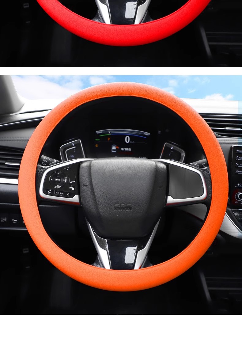 Carefully Selected Silicone Steering Wheel Cover for All Seasons, Summer Sweat-Absorbent and Anti-Slip, Simple Car Steering Wheel Protective Cover