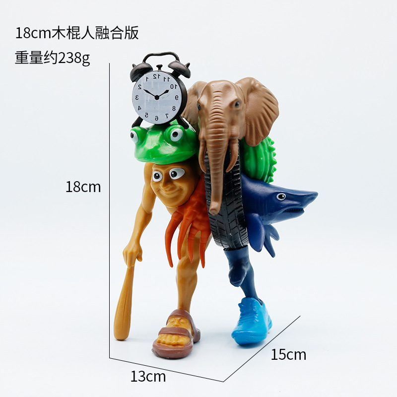 TungTungTungSahur 外国の山と海の経典木の棒人間サメ人形手作り装飾品 3D プリントおもちゃ|undefined