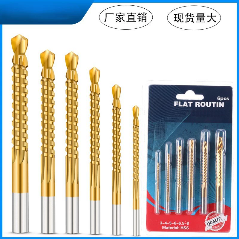 Пильная сверла из спирея Высокоскоростная стальная ручка с круглой ручкой 6 комплектов деревообрабатывающего канавки