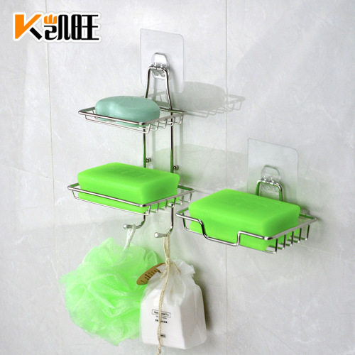 Stainless steel soap rack wall-mounted soap dish that does not accumulate water creative soap box bathroom shelf drain