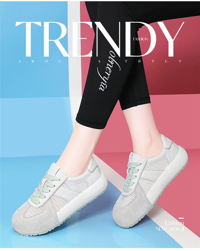 Giày sneaker nữ đế dày phối màu thời trang xuân hè 2026, lưới thoáng khí — 7115 Màu xanh lá cây, 7115 Màu vàng, 7115-1 Trái cây xanh, 7115 -1 Màu vàng chi tiết 2