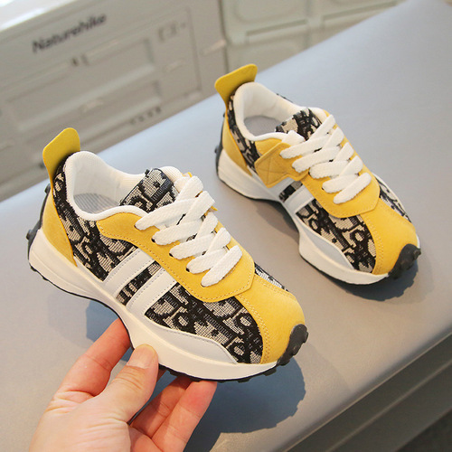 Children's sports shoes 2024 Spring New Thick Sole Dad Shoes Boy Color Matching Small Waist AGON Kids Shoes