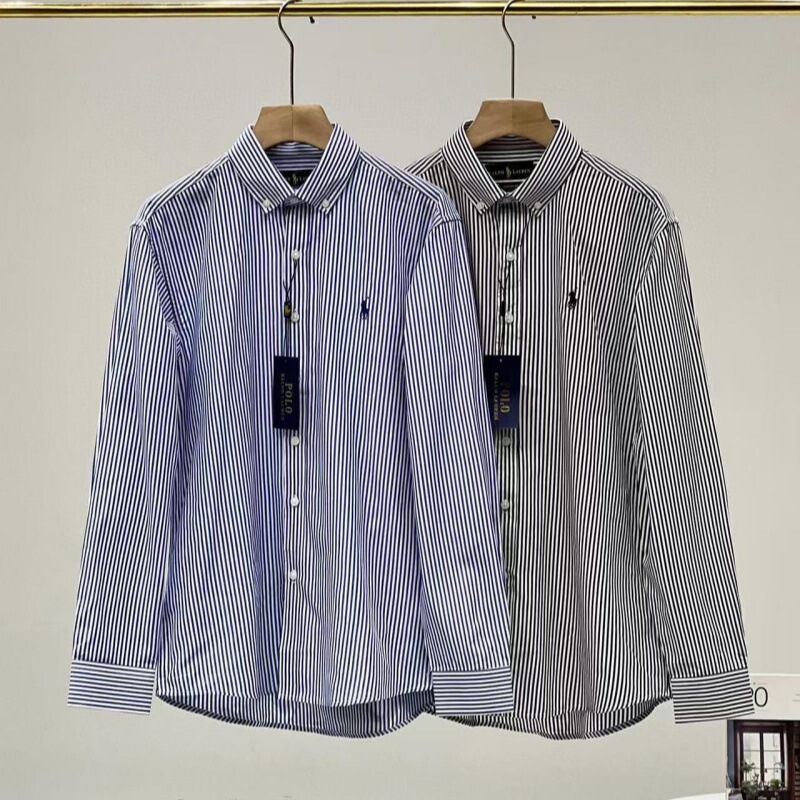 Rl Ralph Lauren Shirt Men's Spring and Autumn Embroidered Pony Logo Casual Business Striped Long-Sleeved Shirt Rl Ralph Lauren Shirt Men's Spring and Autumn Embroidered Pony Logo Casual Business Striped Long-Sleeved Shirt