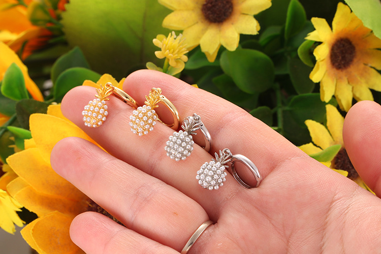 Copper Material Fruit Pattern Unisex Gender Plating Design Simple Style Fruit Copper Plating Zircon Earrings 1 Pair
