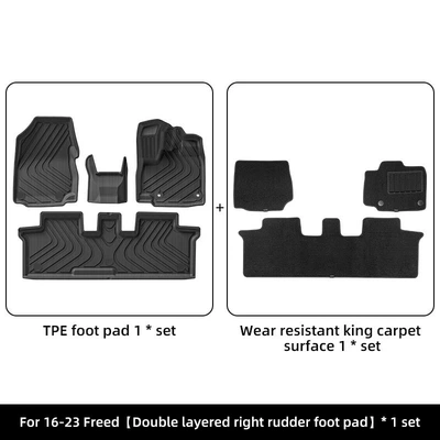 Suitable for 16-24 Honda Freed Modelə uyğun ayaqaltı - 16-23-right-hand-drive-freed-double-layer-wear-resistant-king-floor-mats-w240002902