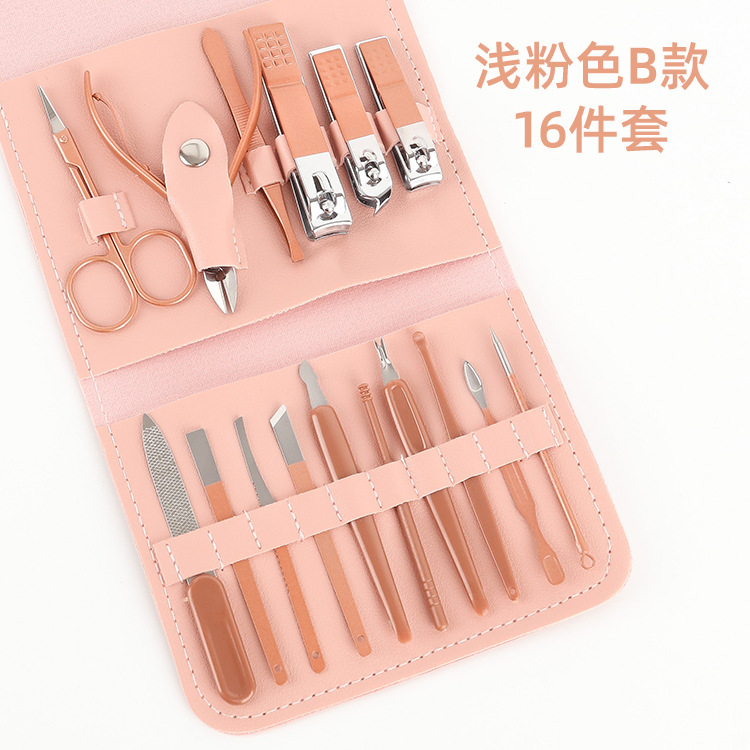 Nuevo bolso plegable cortaúñas traje Matcha verde 16-piezas conjunto de herramientas de uñas hogar portátil cortaúñas traje