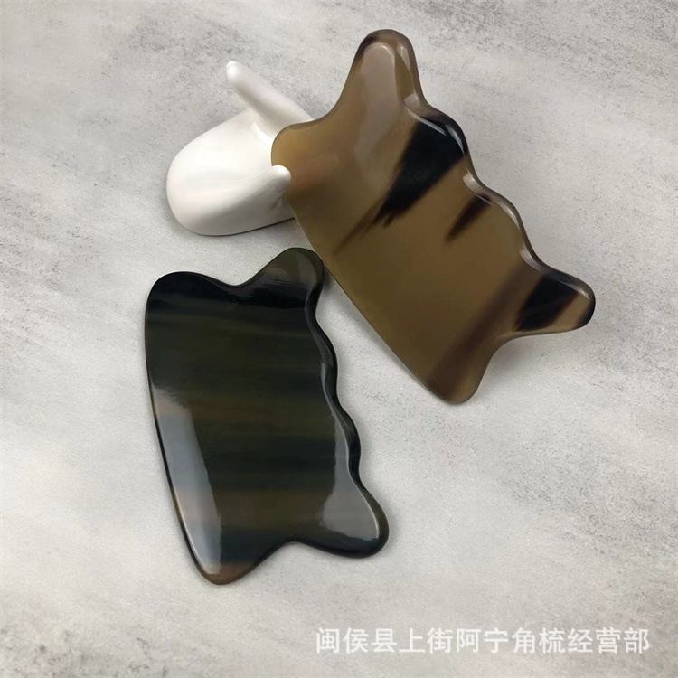 Horn Gua Sha Board Buffalo Horn Scraping Massage Tool Wavy Plate for Body Back Face Meridian Care 9.5cm key features