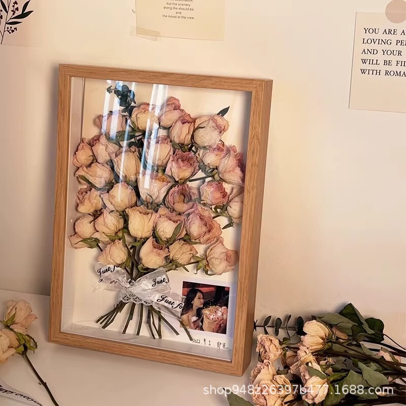 Dried Flower Photo Frame DIY Handmade Gift Creative Materials Rose Specimen Picture Frame 3D Empty Frame Display Stand