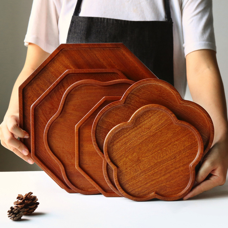 [Enterprise exclusive] black sandalwood wooden pallet wooden plate Japanese square plate tea tray fruit plate cake bread wooden plate