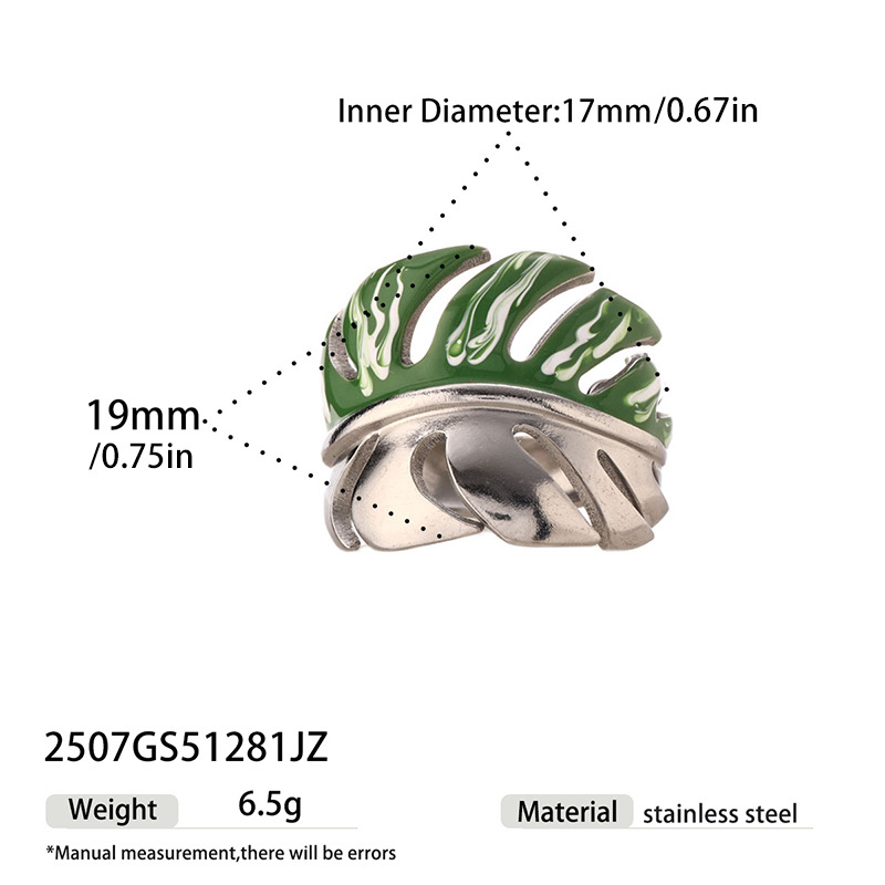 TENA Europa y los Estados Unidos de moda transfronteriza verde goteo de hojas de aceite anillo de modelado nicho de alta calidad no se desvanece joyería al por mayor