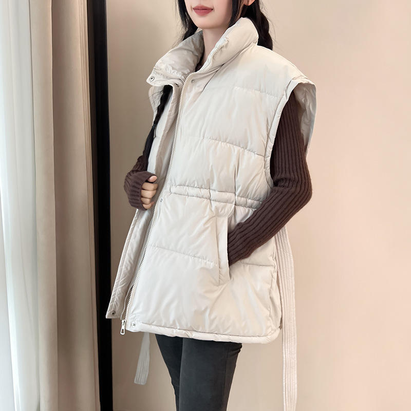 收腰棉服背心马甲女秋冬新款立领2025年韩版宽松时尚加厚洋气外套|undefined