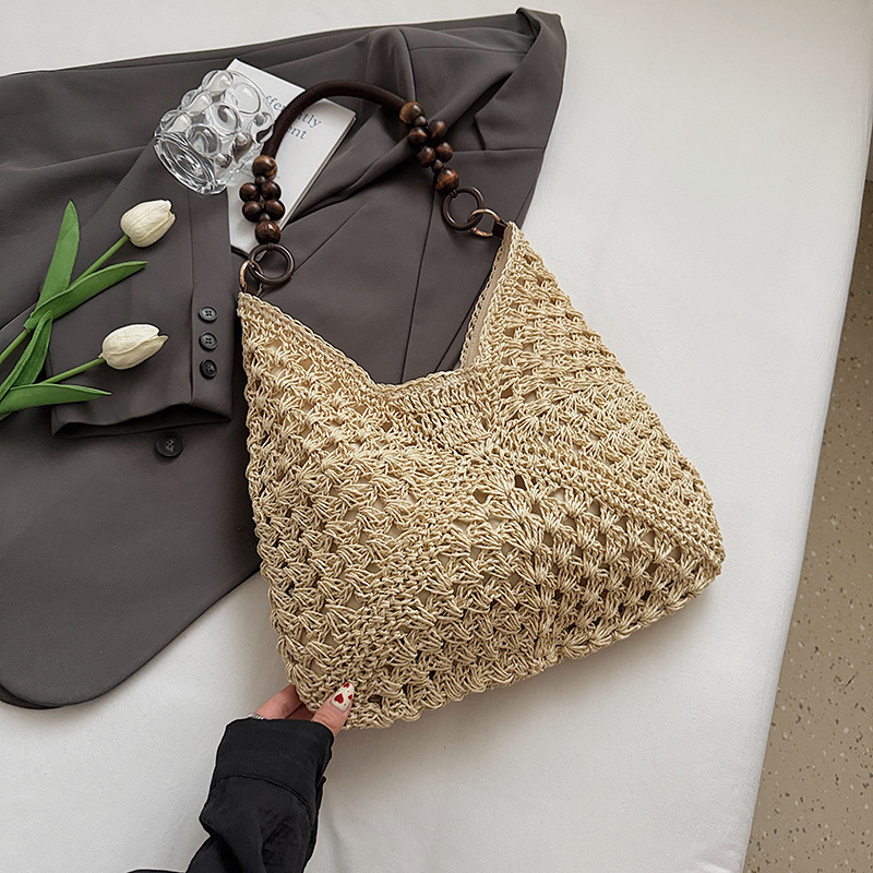 Cross-Border Large Capacity Woven Bag For Women 2026 New Summer Beach Vacation Straw Bag Commuter Shoulder Tote Bag - Thumbnail 6