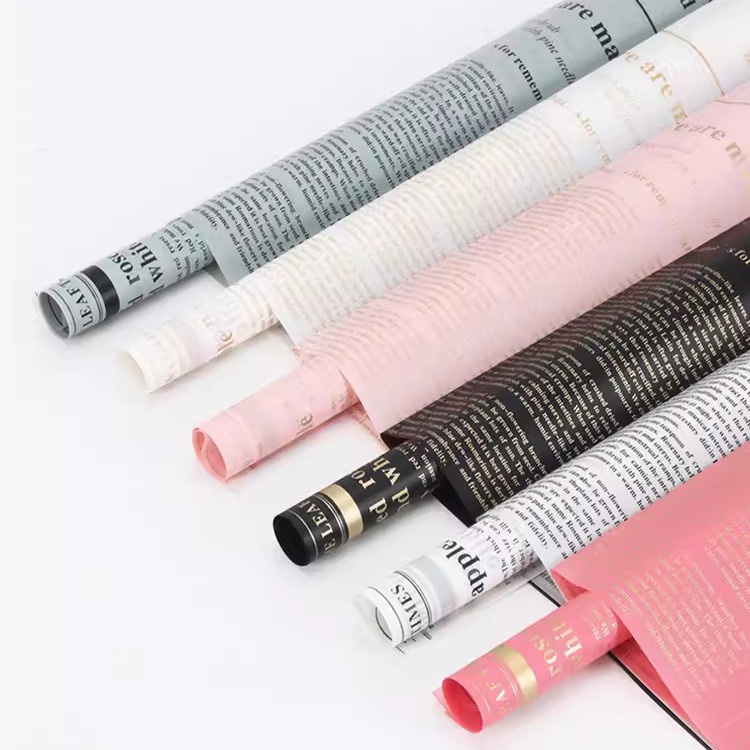 草本植物雾面纸诺莎纸鲜花包装英文韩素纸花艺礼品包装花店包花纸