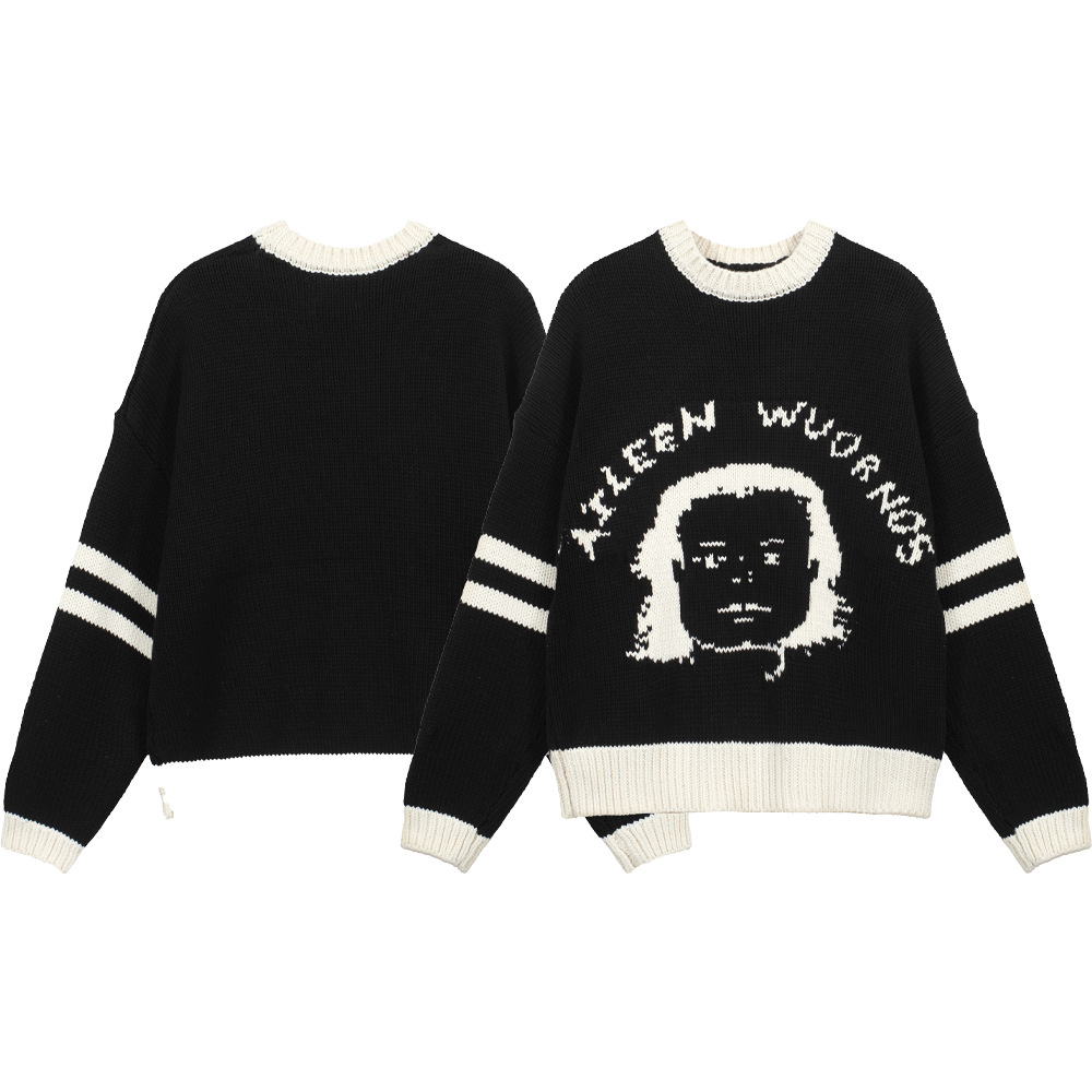 ERD melancólico rico de dibujos animados de segunda generación, suéter de color, suéter de punto relajado de cuello redondo, hombre y mujer.