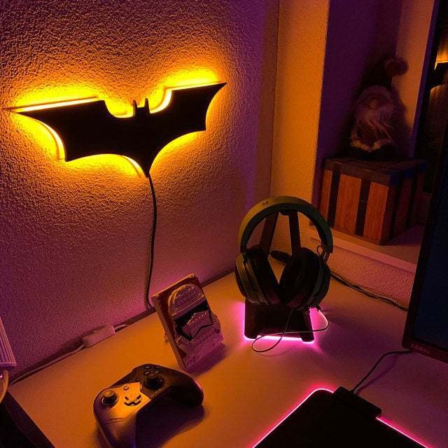 Transfronterizo dedicado 3D creativo Batman LED lámpara de noche lámpara de pared decoración del hogar lámpara de noche superhéroe atmósfera signo lámpara